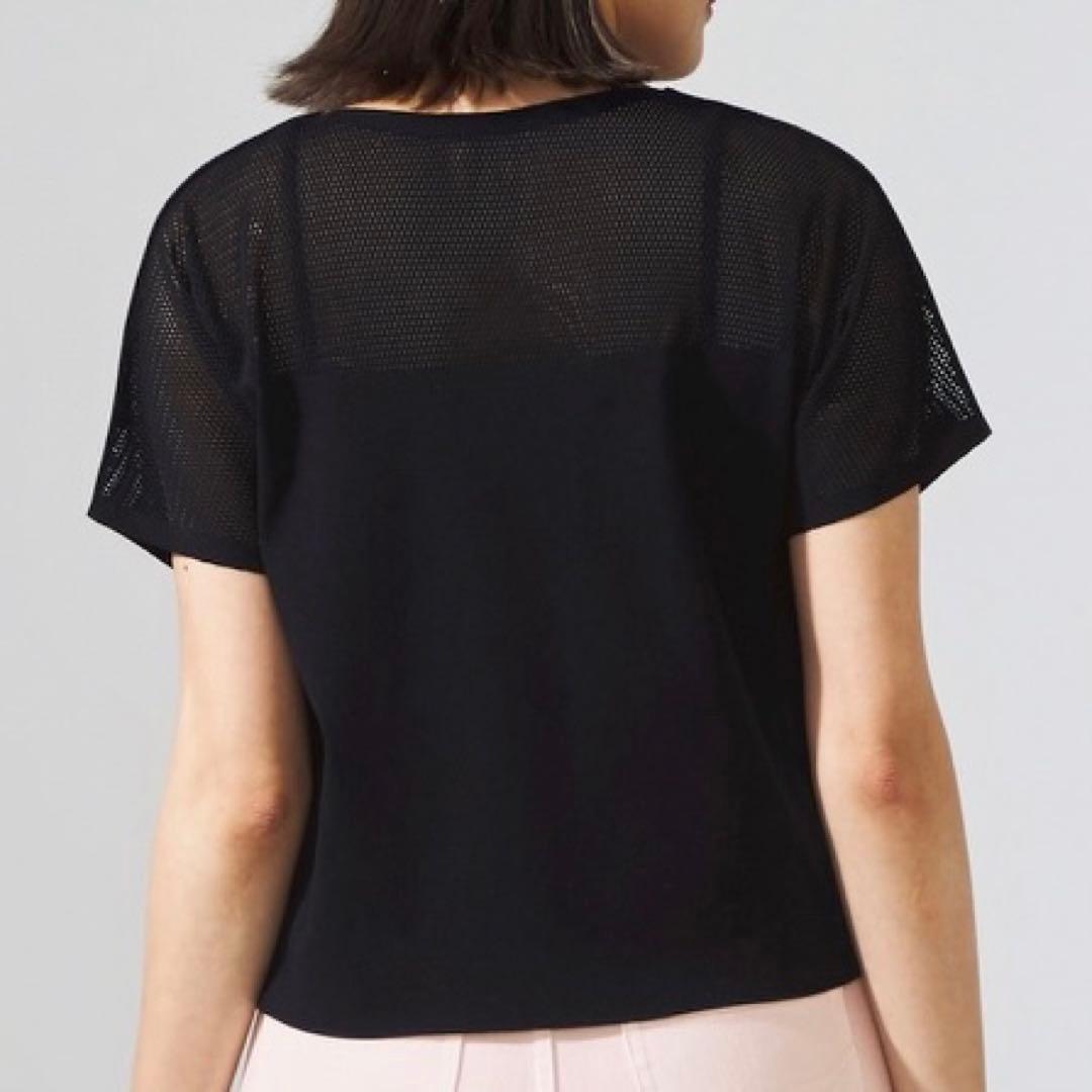 チャコット ノーソーイングニット メッシュコンビ 黒 M Tシャツ ヨガウェア