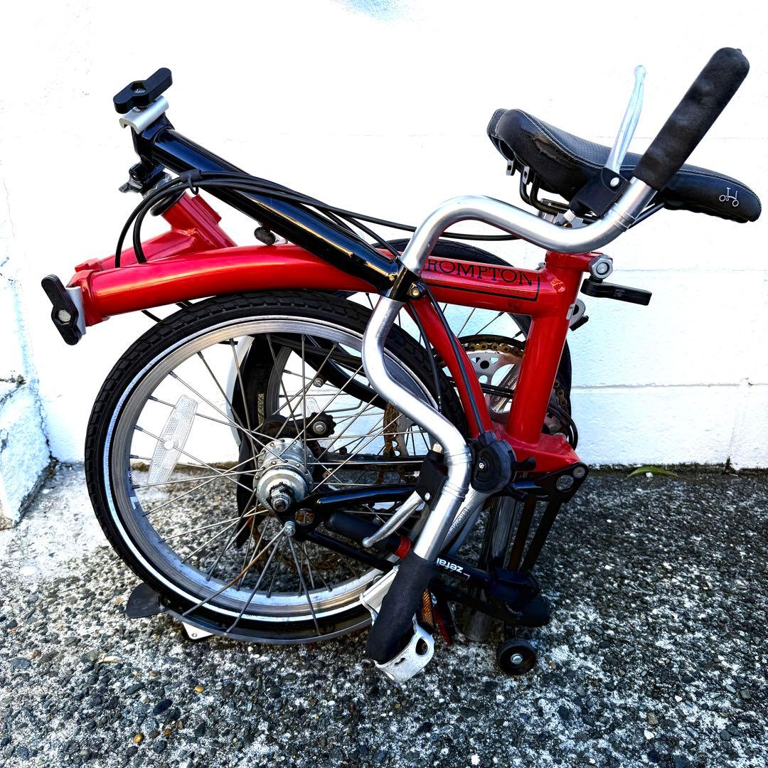 ブロンプトン　自転車本体　赤　折りたたみ自転車　チューブ新品　エアポンプ付き