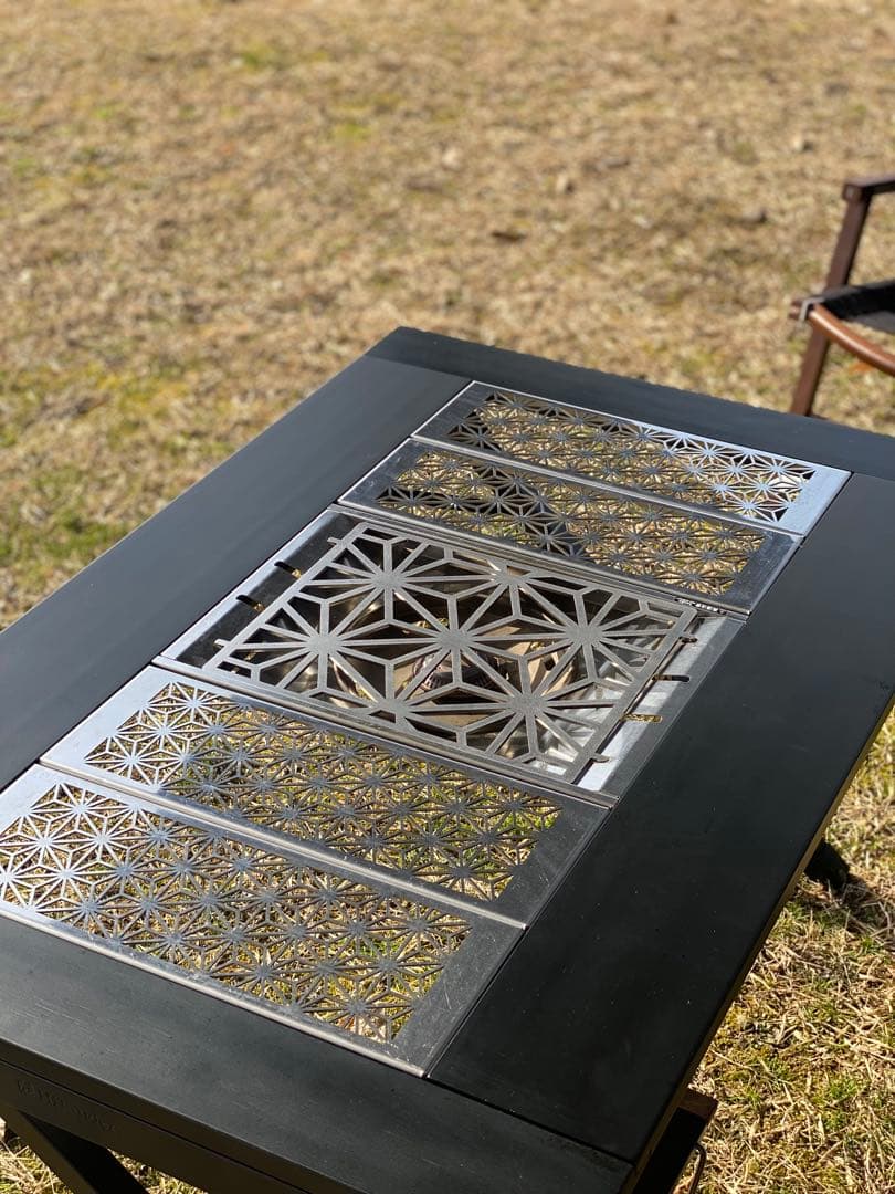 フラットバーナー　五徳・ガス延長プレートセット　ステンレス　オマケ付き