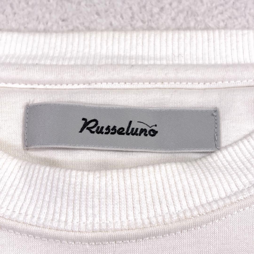 美品【Russeluno】ゴルフ スウェット ビッグロゴ 裏起毛 ホワイト系 4