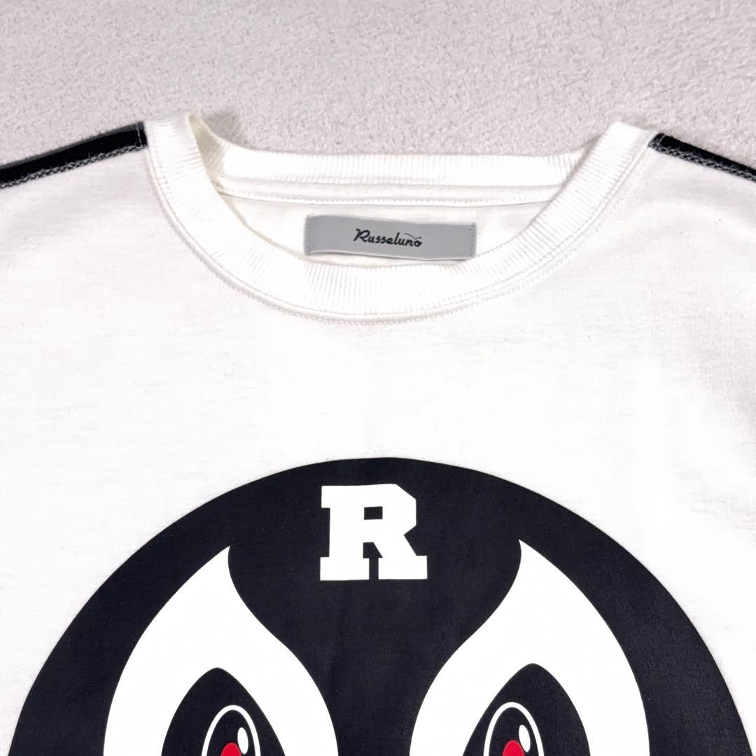 美品【Russeluno】ゴルフ スウェット ビッグロゴ 裏起毛 ホワイト系 4