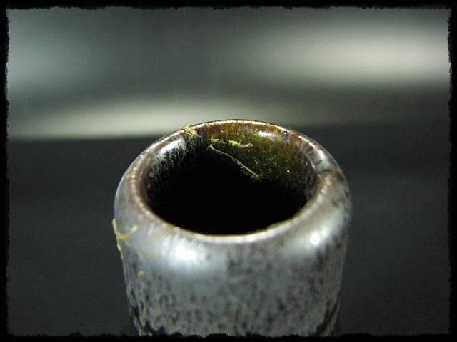 成良 仁 益子 人気作家 黒釉 花入 南田 是也 花器 四方桟 共箱 f46