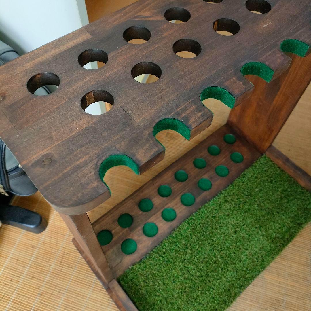 ゴルフクラブスタンド15本＋8本掛け【完成品】フェルト＆人口芝、塗装付