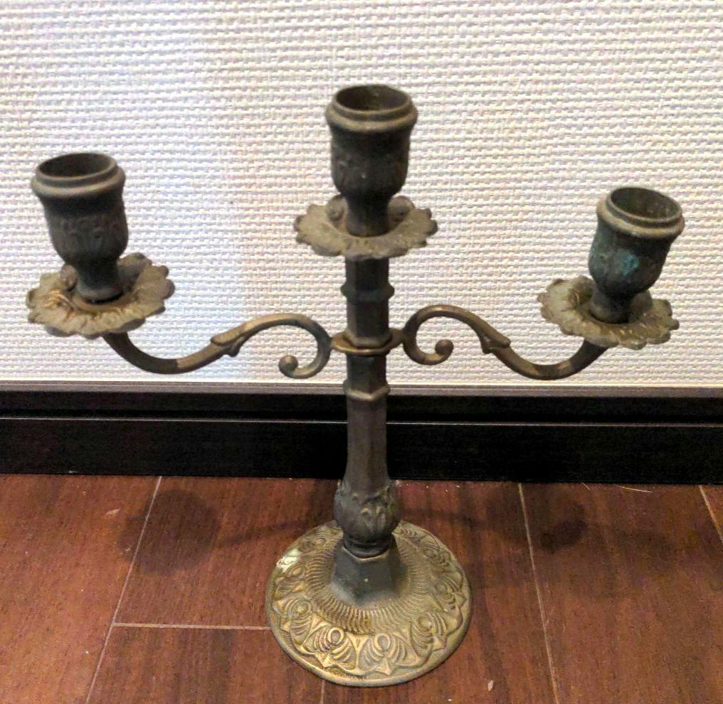 3灯式　フランスキャンドルホルダー　アンティークキャンドルスタンド　　 真鍮