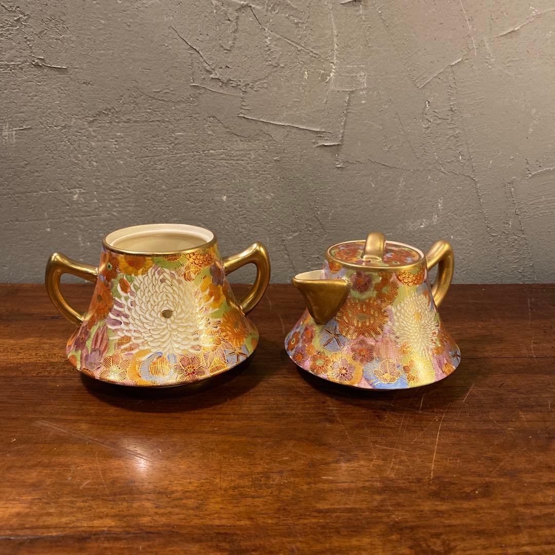 薩摩焼 明治 アンティーク 金蘭手まとめ売り カップ&ソーサー 骨董品 蔵出し