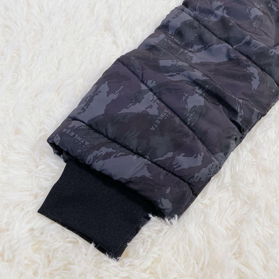 美品　アスレタ　中綿入ロングコート　ベンチコート　カモフラ柄　ロゴ入　Oサイズ