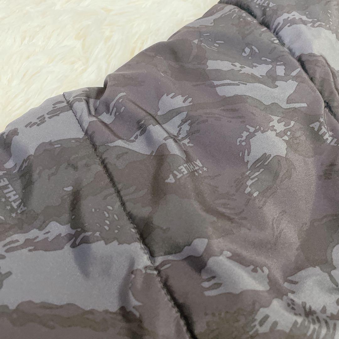 美品　アスレタ　中綿入ロングコート　ベンチコート　カモフラ柄　ロゴ入　Oサイズ