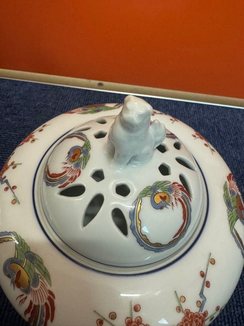 2011 有田焼 弥左衛門 作 染錦鳳文　香炉　未使用