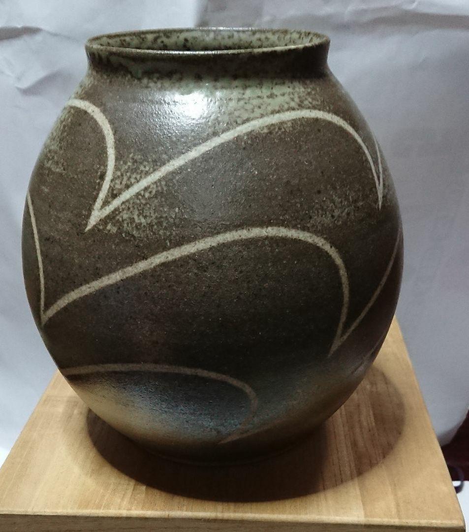 宮城県気仙沼市出身の陶芸家 ・福田窯・福田憲二作 象嵌花入 未使用品