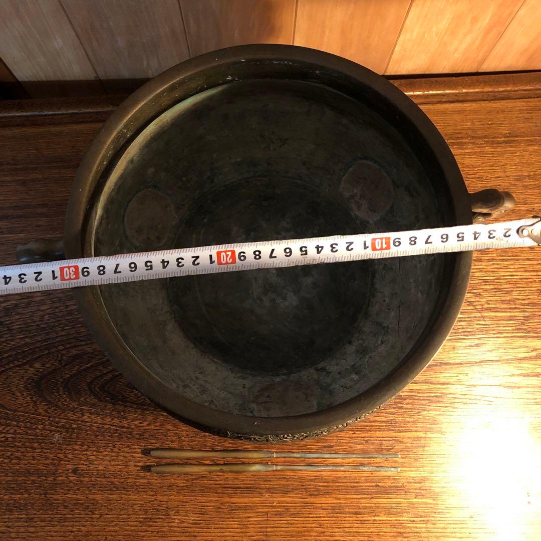 古銅　宣徳火鉢　在銘　饕餮文