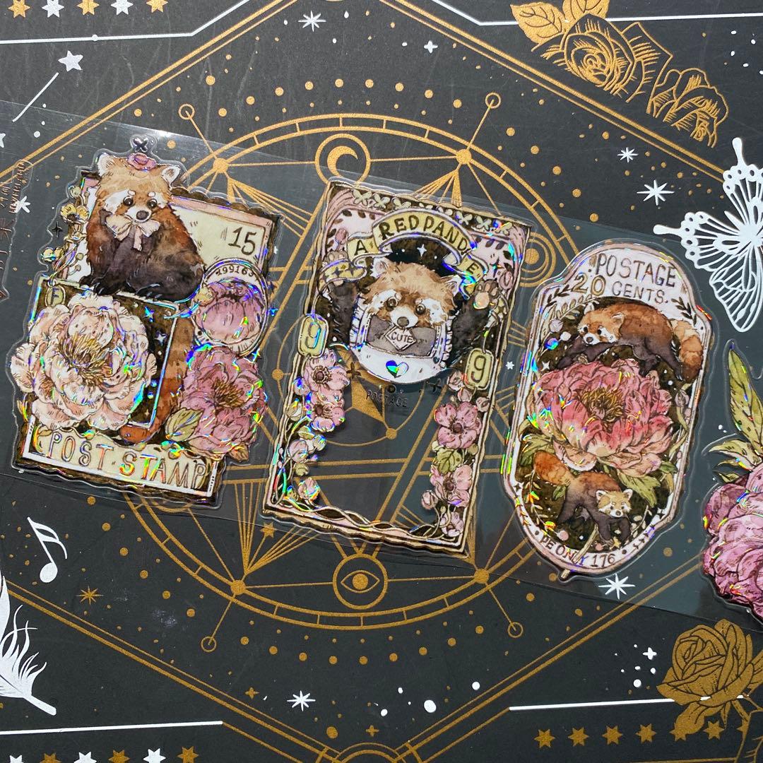 【9226】海外　貝殻光カッティング　マスキングテープ　アライグマ　お花　動物系