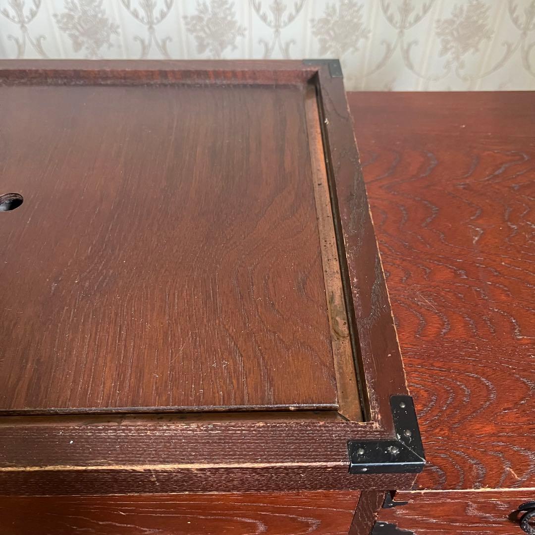 【アンティーク】昭和レトロ 木製 関東火鉢 長火鉢 引き出し付 囲炉裏 古道具