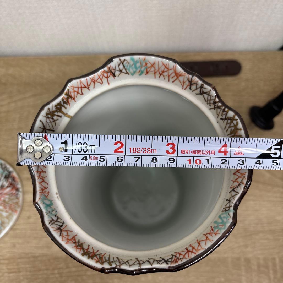 茶道用　水指 水指　平安　手塚祥堂造 金彩柴垣文