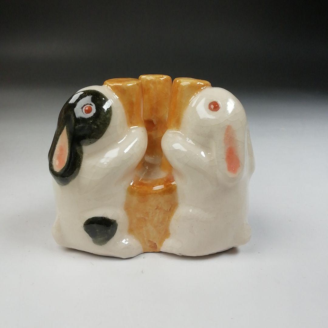 Ｔ７４９　蓋置　『三ツ兎　蓋置』『伊東桂楽 造』　共箱　茶道具