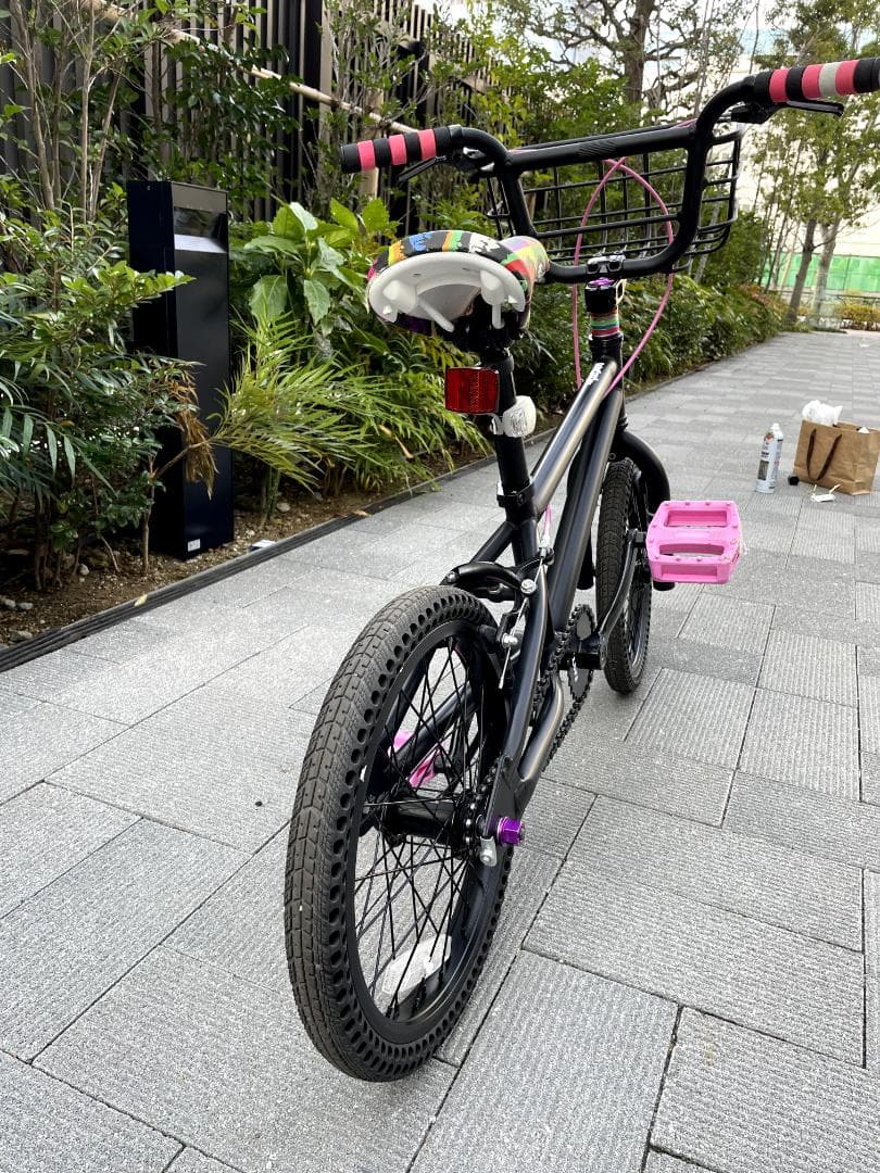 t*0様 子供用 パンクしない自転車 16インチ マットブラック