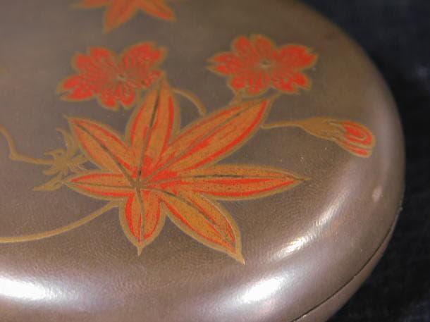 【茶道具　平安　銀地春秋蒔絵　時代香合】