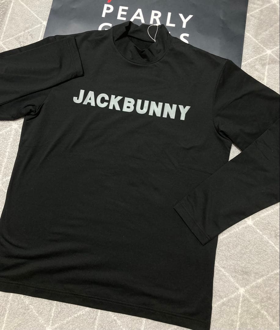 新品 パーリーゲイツ ジャックバニー 起毛ベア天 モックネックシャツ(5)L/黒