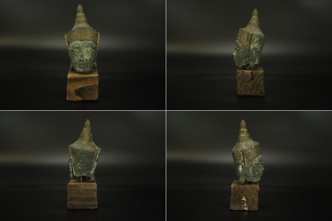 東南アジア美術 ガンダーラ 古銅 仏頭 高13.3cm(LC324)