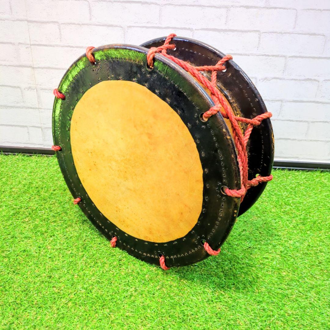 【良品】和太鼓 締太鼓 　　バチ付 伝統芸能　和楽器