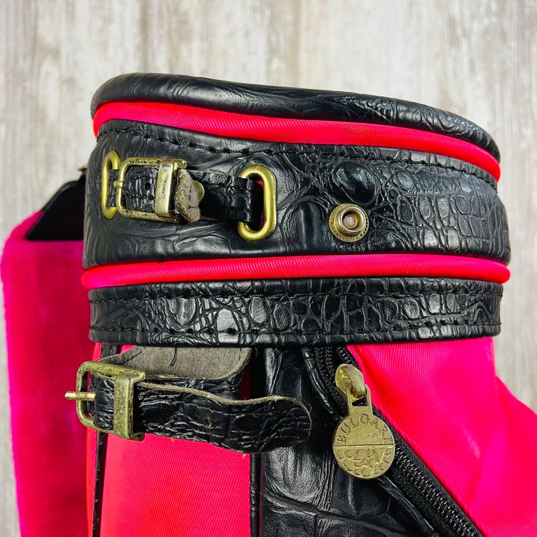 【希少品】BVLGARI ブルガリ キャディバッグ 型押し ロゴ刺繍 ピンク