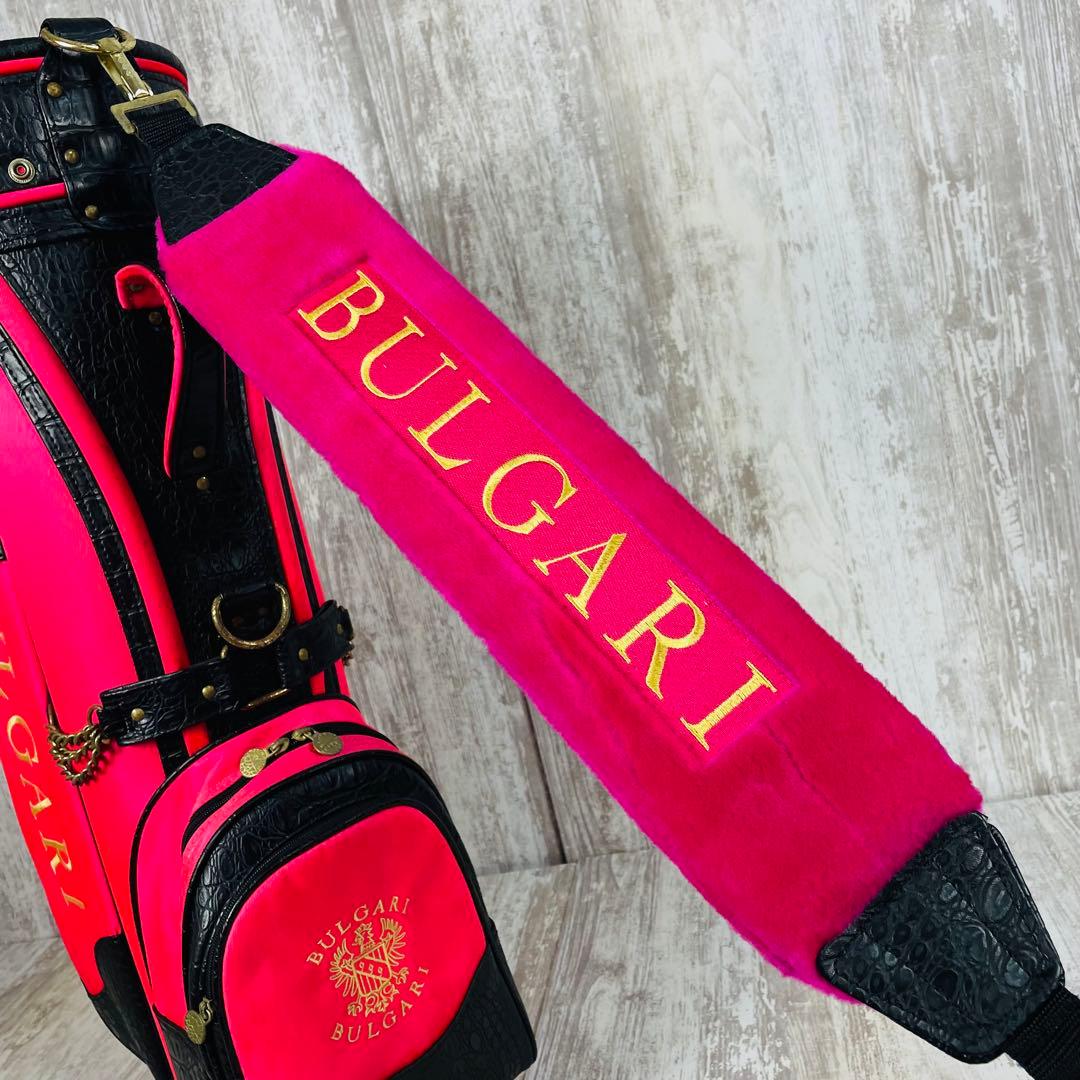 【希少品】BVLGARI ブルガリ キャディバッグ 型押し ロゴ刺繍 ピンク