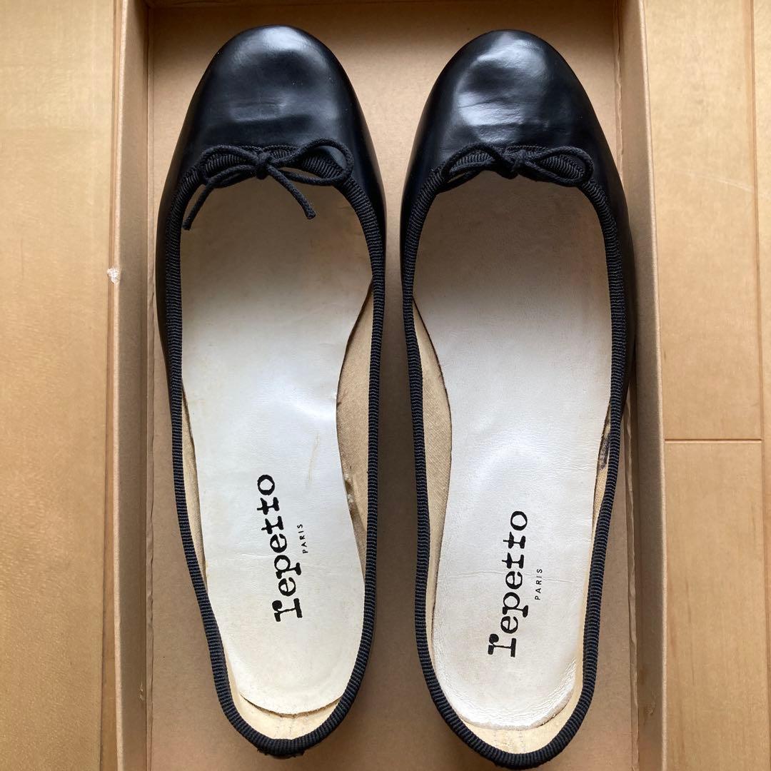 repetto ブラック バレエシューズ　cuir veritable 37