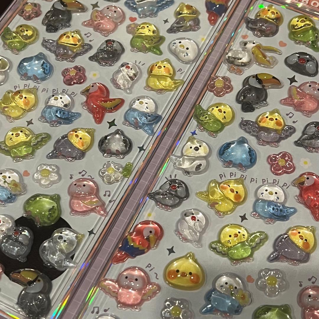 【レア】ボンボンドロップシール　インコ　ペリカン　文鳥　小鳥　鳥