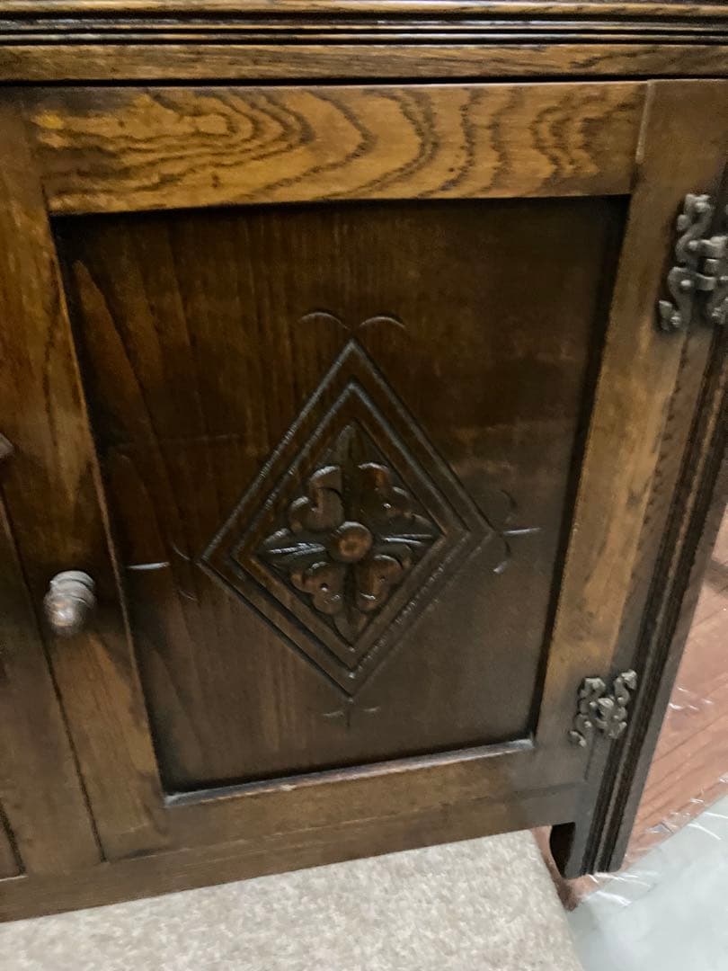 ◉西洋風アンティーク調ドーム型木製ハッチバック式三段収納棚コンディション良実用品