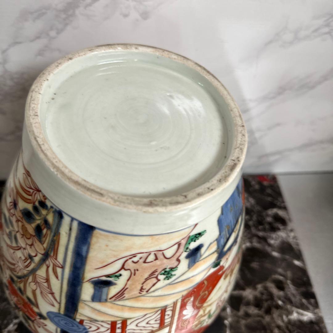 江戸時代、元禄、染錦、沈香壺。箱付き、