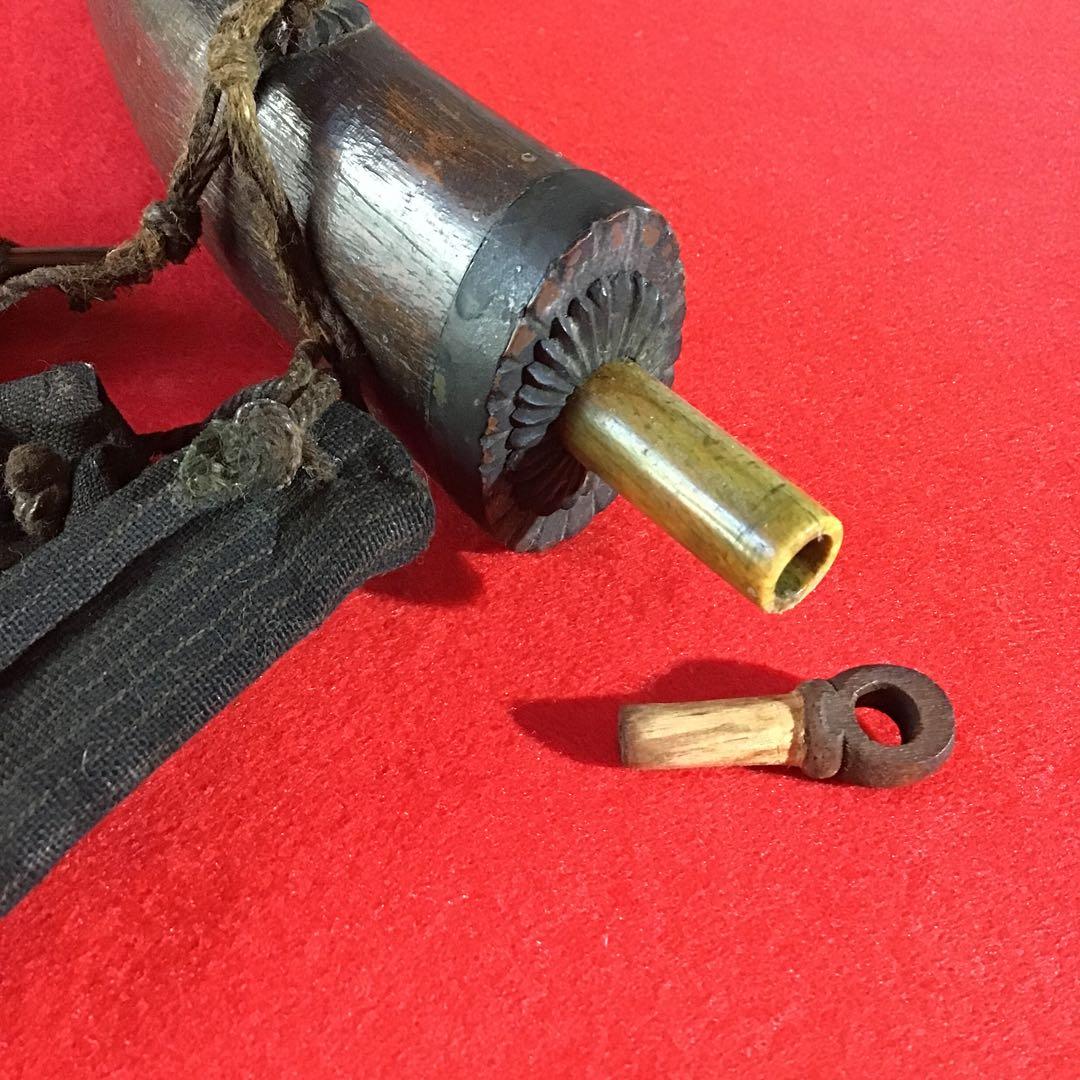 火縄銃　煙硝入　口薬入　玉袋2種　江戸期　マタギ民族資料