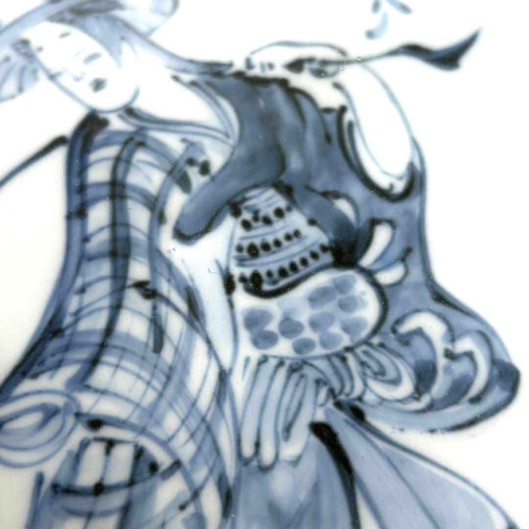 清水焼　初代村田幸之介 作 手造り 南画　貴婦人 陶額素材 陶板画 飾額