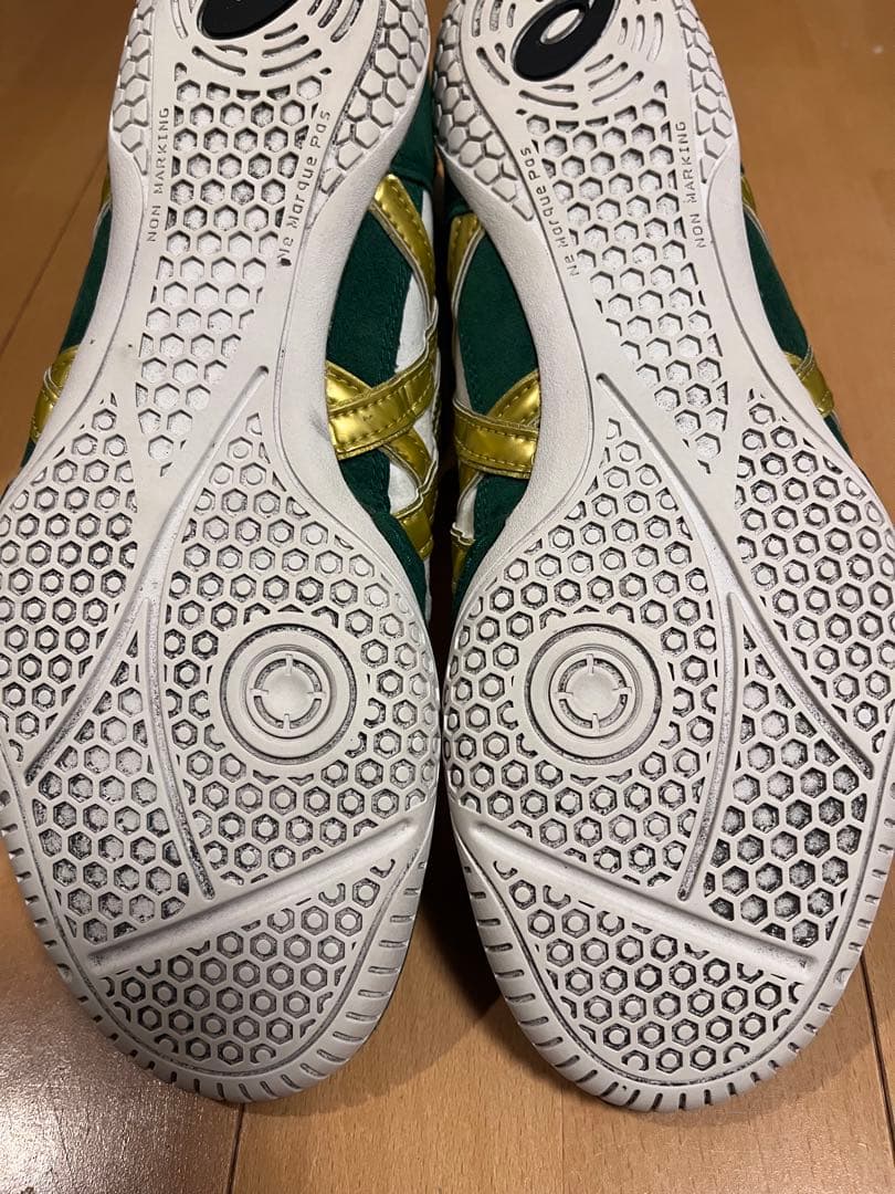 ASICS ボクシングシューズ ハイカット ホワイト/グリーン/ゴールド