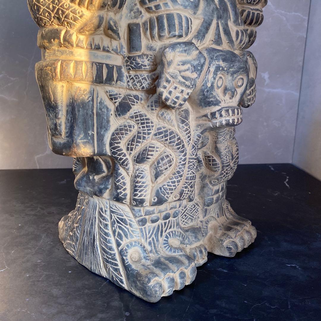 高36cm アステカ神話の地母神コアトリクエの像　インテリア　メキシコ工芸品