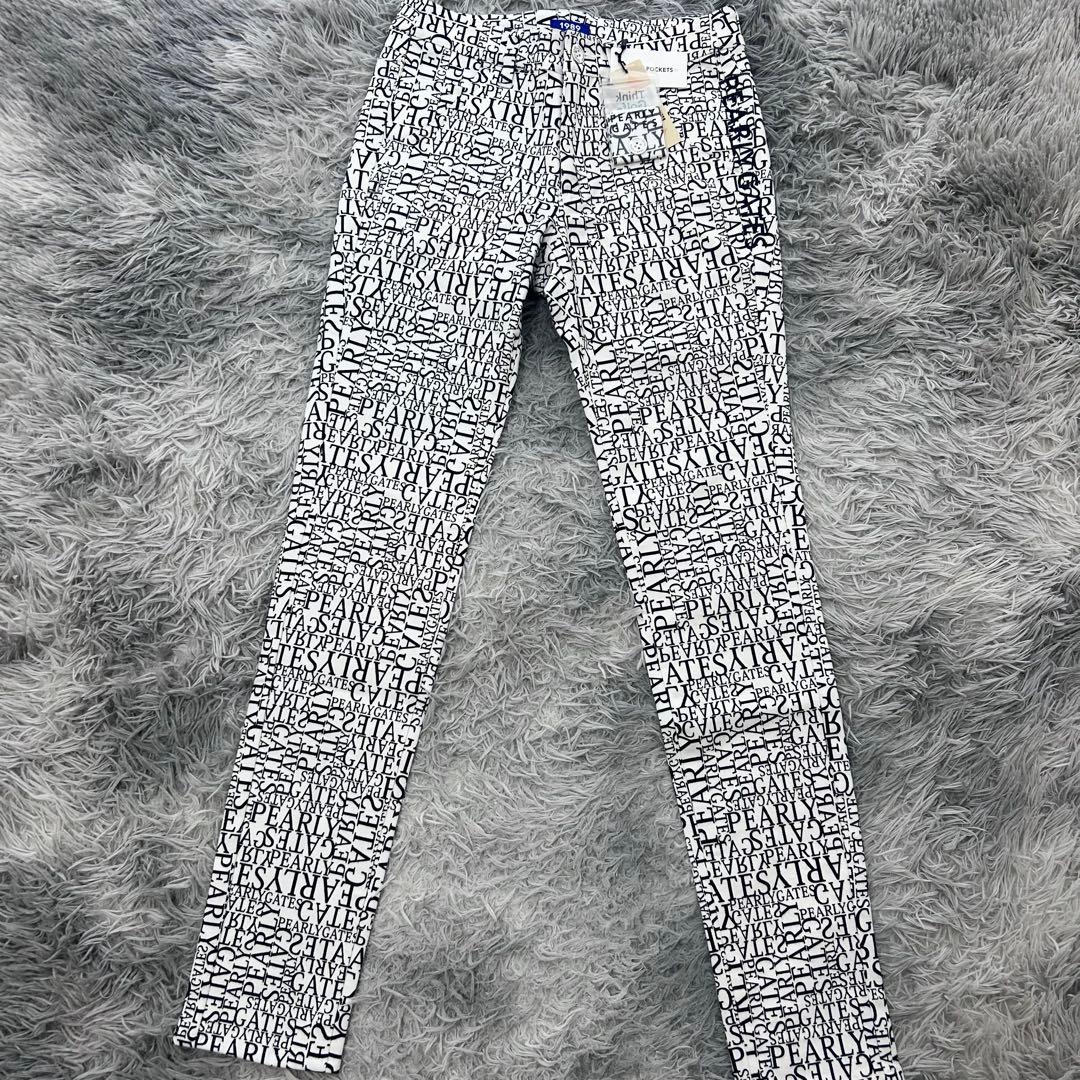新品　パーリーゲイツ　パンツ　ストレッチ　秋冬　総柄　ホワイト　サイズ0