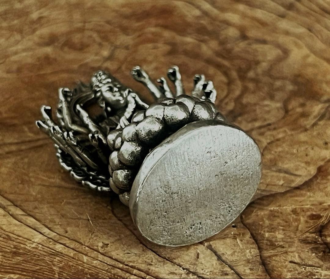 仏教美術 白銅 小型 細密細工 千手観音像 仏像 H4.5㎝