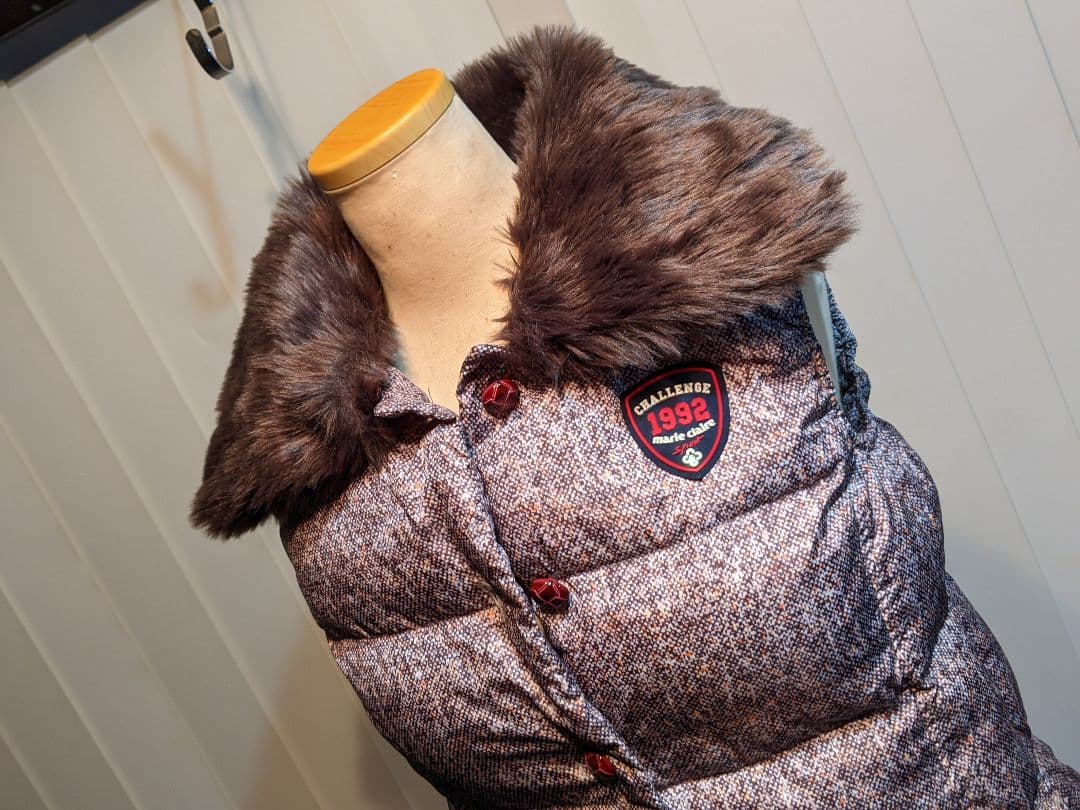 マリクレール　スポーツ　ダウン　ベスト　2way ファー　裏　フリース　　ゴルフ