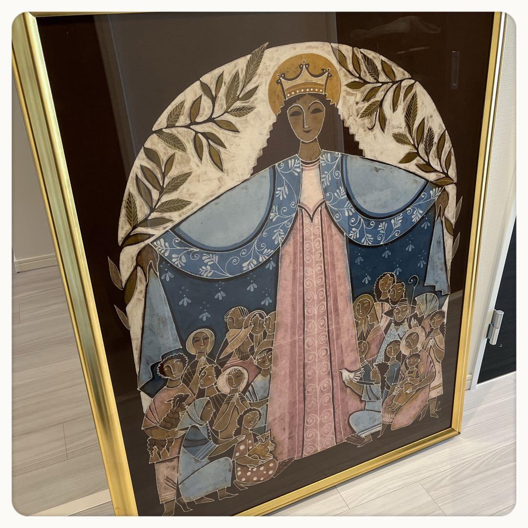 バティック　ろうけつ染め　ドイツ マドンナ額