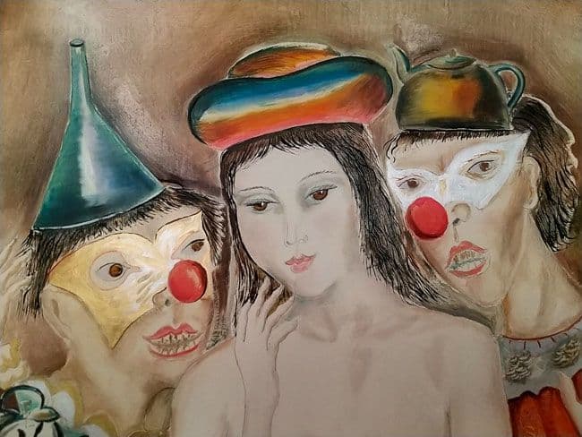 小澤勇寿朗 作 仮面舞踏会 8号油絵 人物画 キャンパス 木枠つ