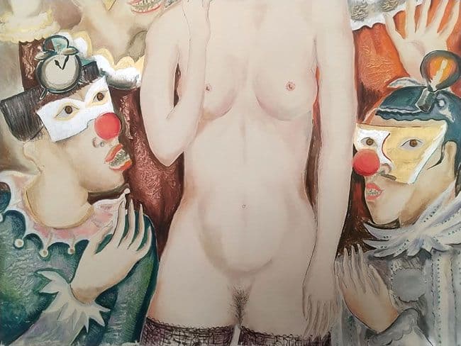 小澤勇寿朗 作 仮面舞踏会 8号油絵 人物画 キャンパス 木枠つ