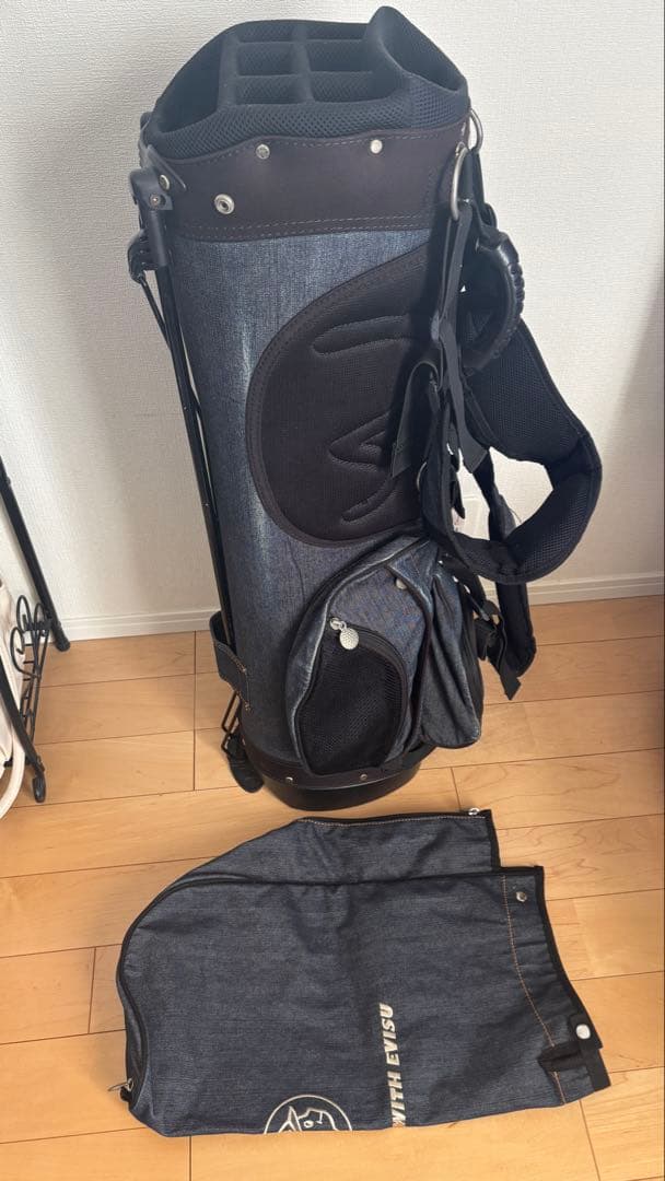 EVISU エビス デニム風キャディバッグ　スタンド式