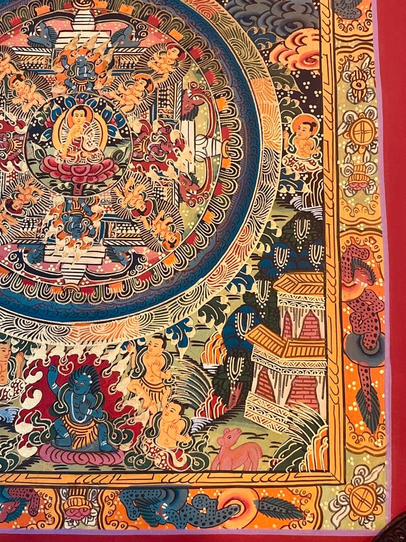 チベット密教 手描き曼荼羅（マンダラ）タンカ【新品・一点物】肉筆画 11