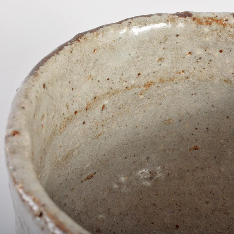 茶道具　加藤唐九郎　一無斎（一ム斎）作　鼠志野　茶碗　共布共箱　D　R6708