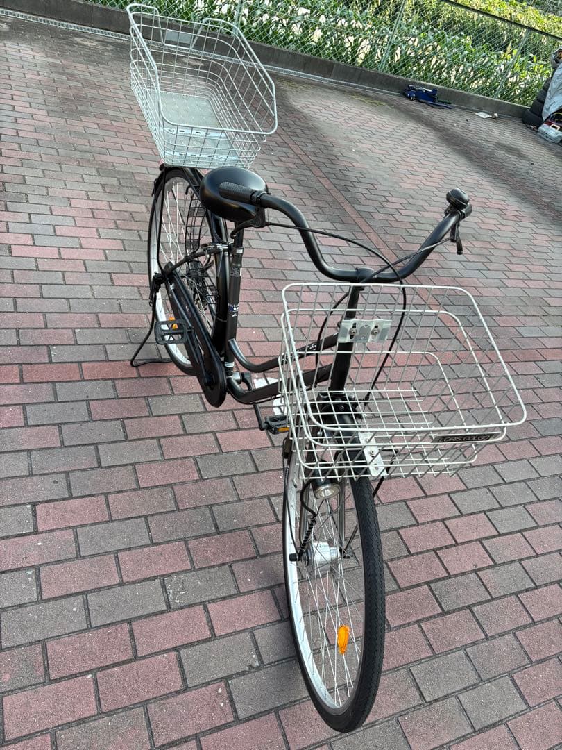 前後大型バスケット　お買い物仕様オートライトママチャリ(27㌅)お引取/配達可能