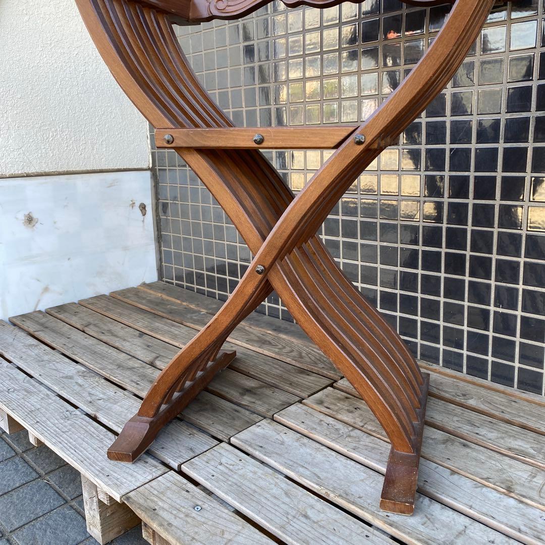 B.イタリア サボナローラチェア ヴィンテージ 折りたたみ 木彫り 家具