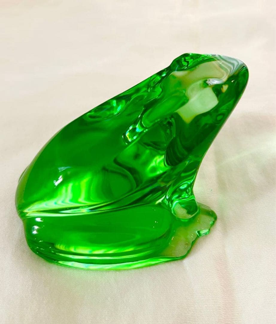 オ*ル様 バカラ　クリスタル　カエル　透明緑色