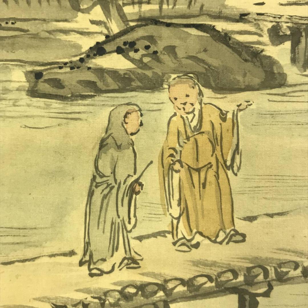 作者不詳/梅花山水図/山水図/春景山水図/掛軸☆宝船☆AD-453