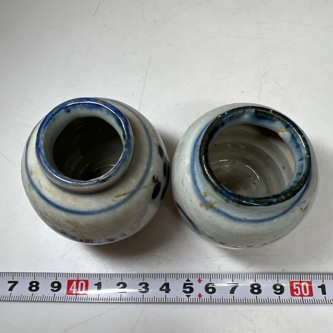 中国明時代　古染付茶入2客　高さ約7.5㎝　東Y8-0204①