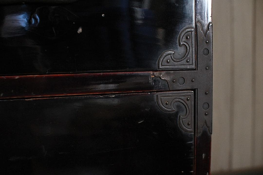 丸金具　時代庄内箪笥 3段　タンス　収納　古家具　古民家　時代家具