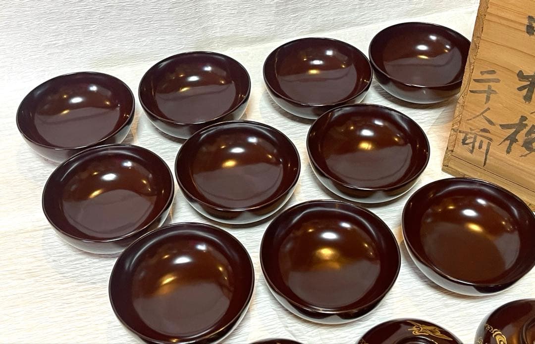 木製漆器　吸物椀　金蒔絵　骨董　時代物　アンティーク　10客① 149