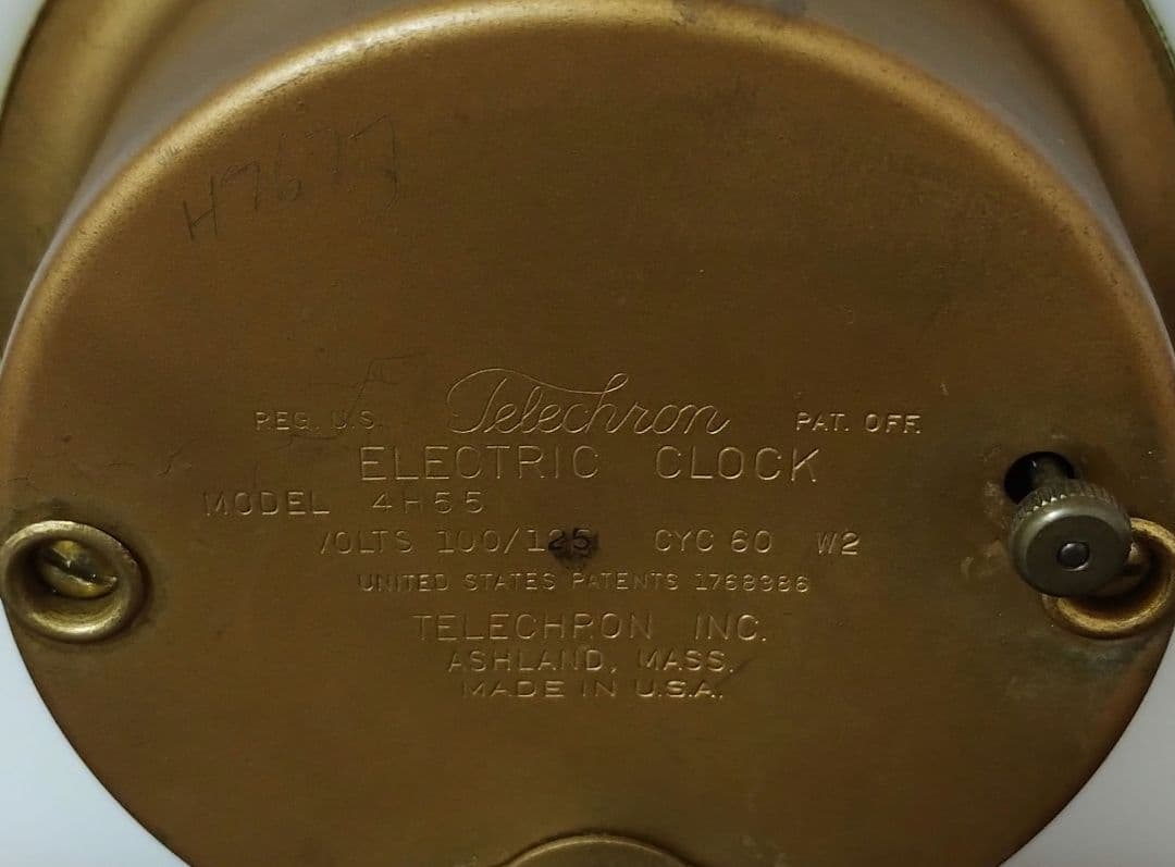 ヴィンテージ テレクロン電気時計 ホワイトオニキス大理石 アール・デコ様式